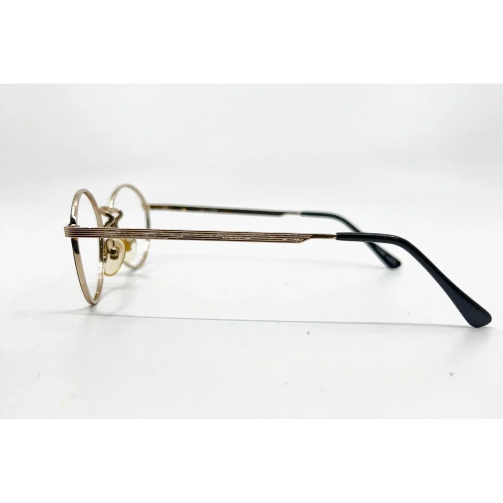 Unbranded Eyeglasses Frames Mens Gold Black Round Metal 45-20-140